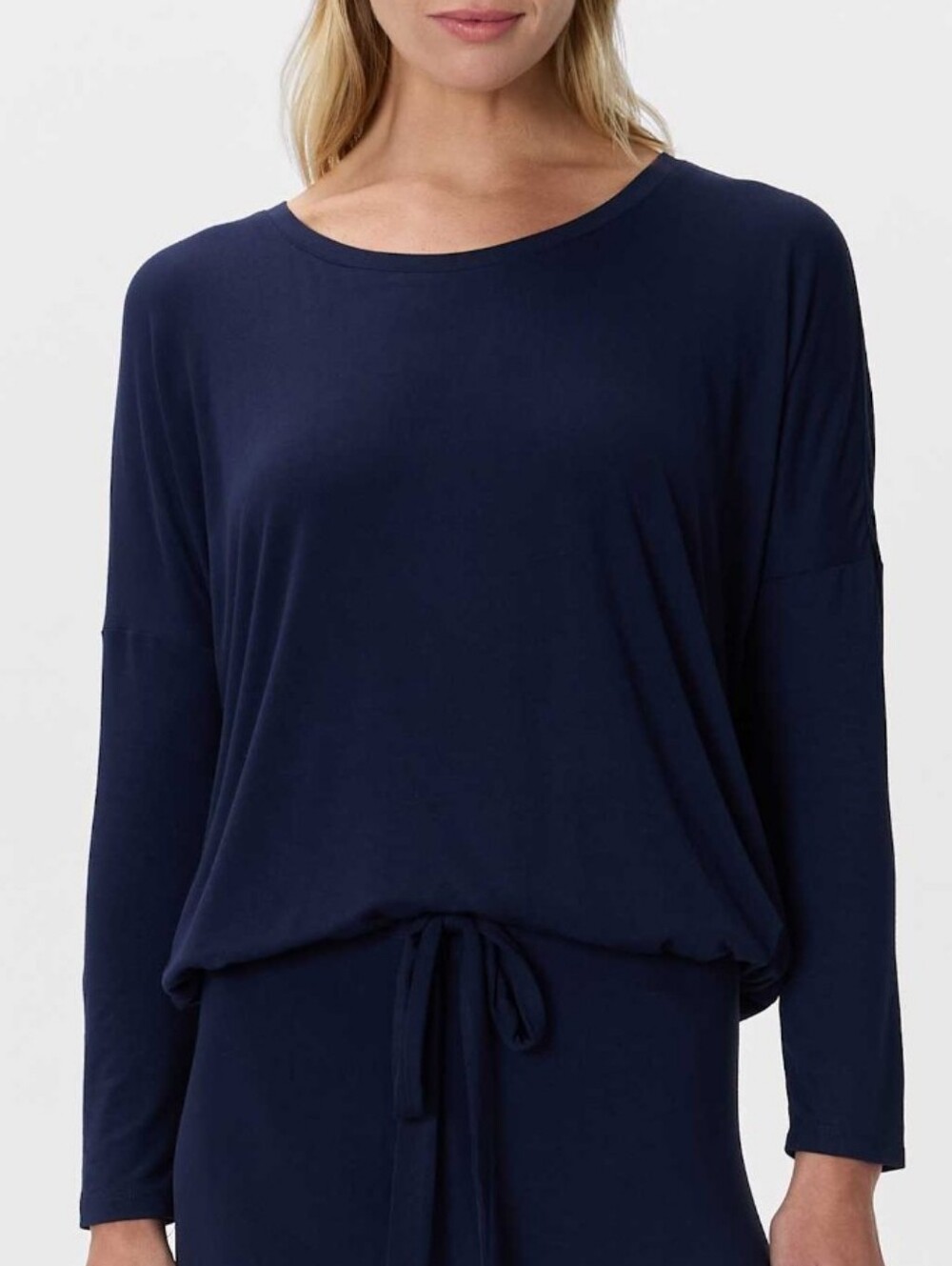 Quince Bamboo Jersey Navy Long-Sleeve Pajama Top
